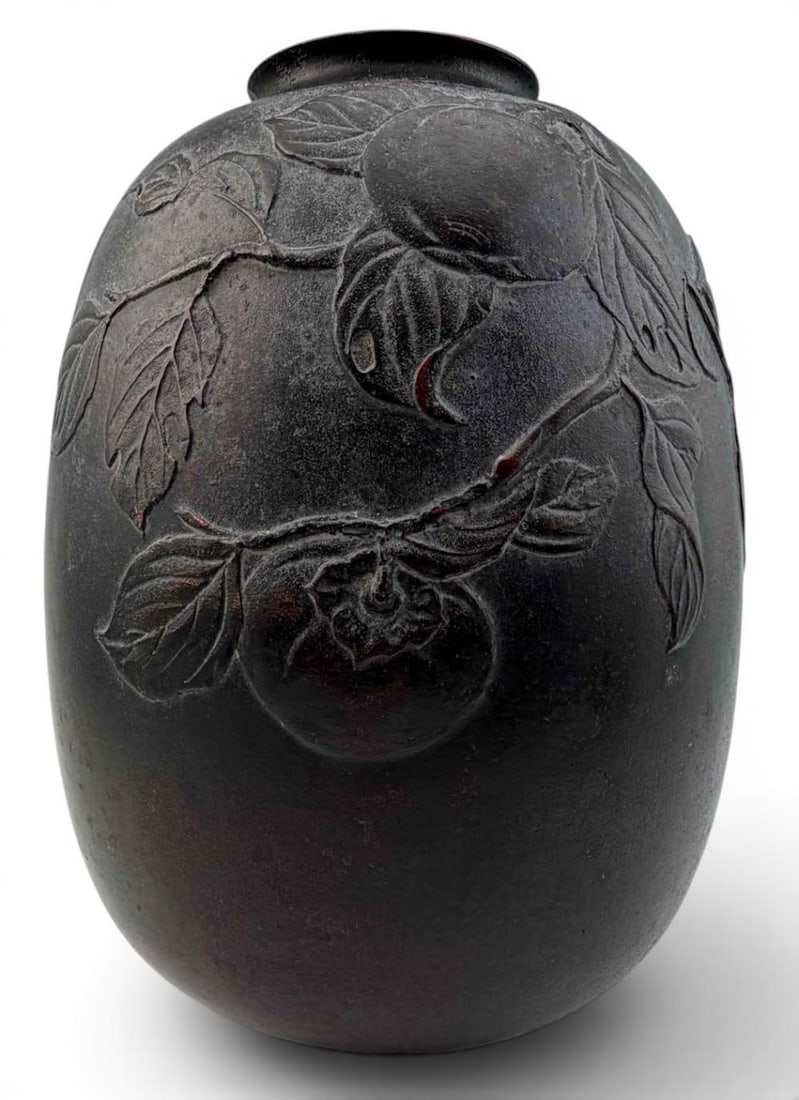Japanese Zinc Alloy Vase With Persimmon Branches (1 of 11)