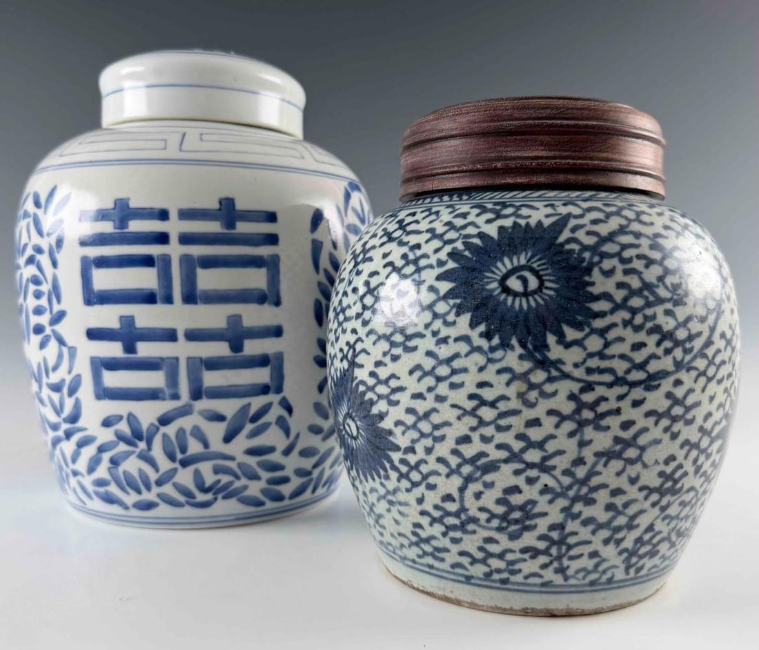 Two Chinese Blue & White Porcelain Ginger Jars (1 of 13)