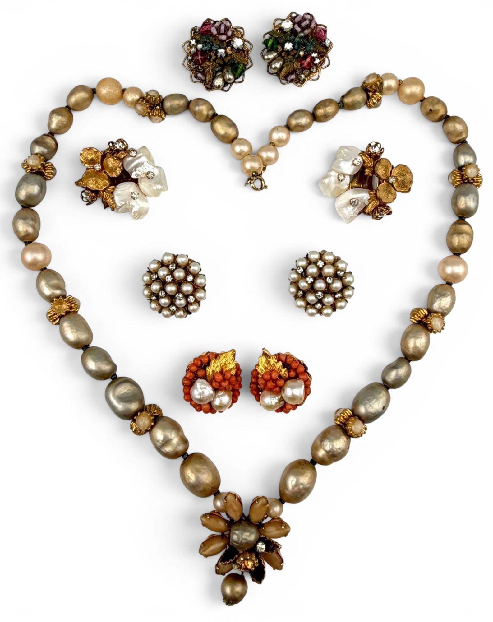 Robert DeMario Earclips & Faux Pearl Necklace (1 of 15)