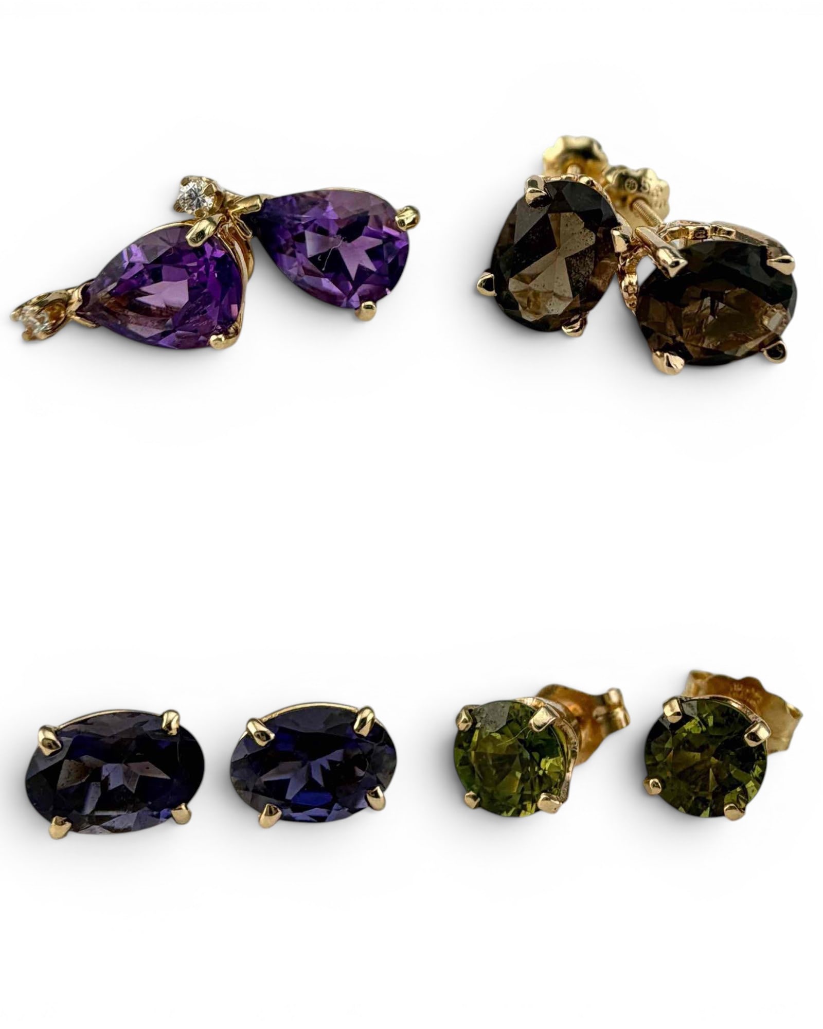 14K Gem Set Earrings - 2