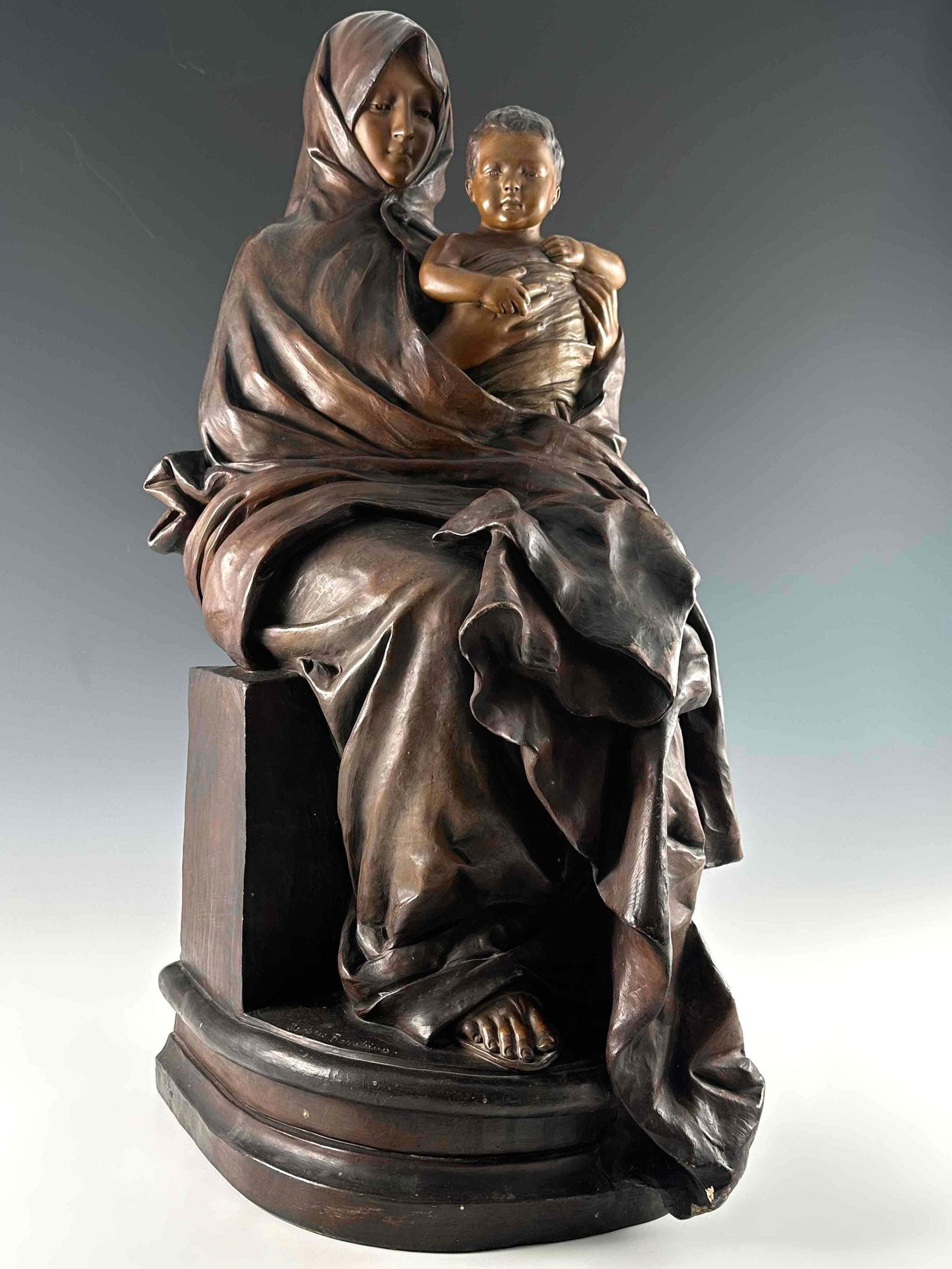 Friedrich Goldscheider (1845-1897), Virgin & Child, After Nicolo Barabino, Terracotta Sculpture (1 of 16)