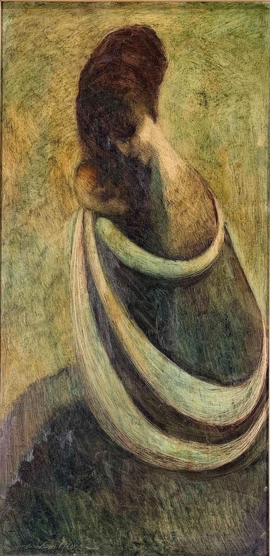 Barbara Wood (American, 20th C.) Mother And Child, Oil On Panel (1 of 12)