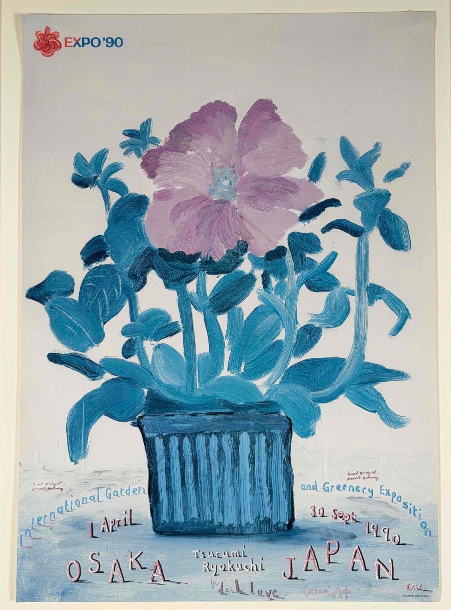 David Hockney (British, 1937-2026), Signed & Hand-Embellished Expo '90 Osaka Poster (1 of 16)