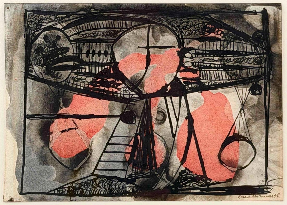 Robert Motherwell (1915-1991), Zapata Dead, 1944, Ink And Gouache Drawing (1 of 14)