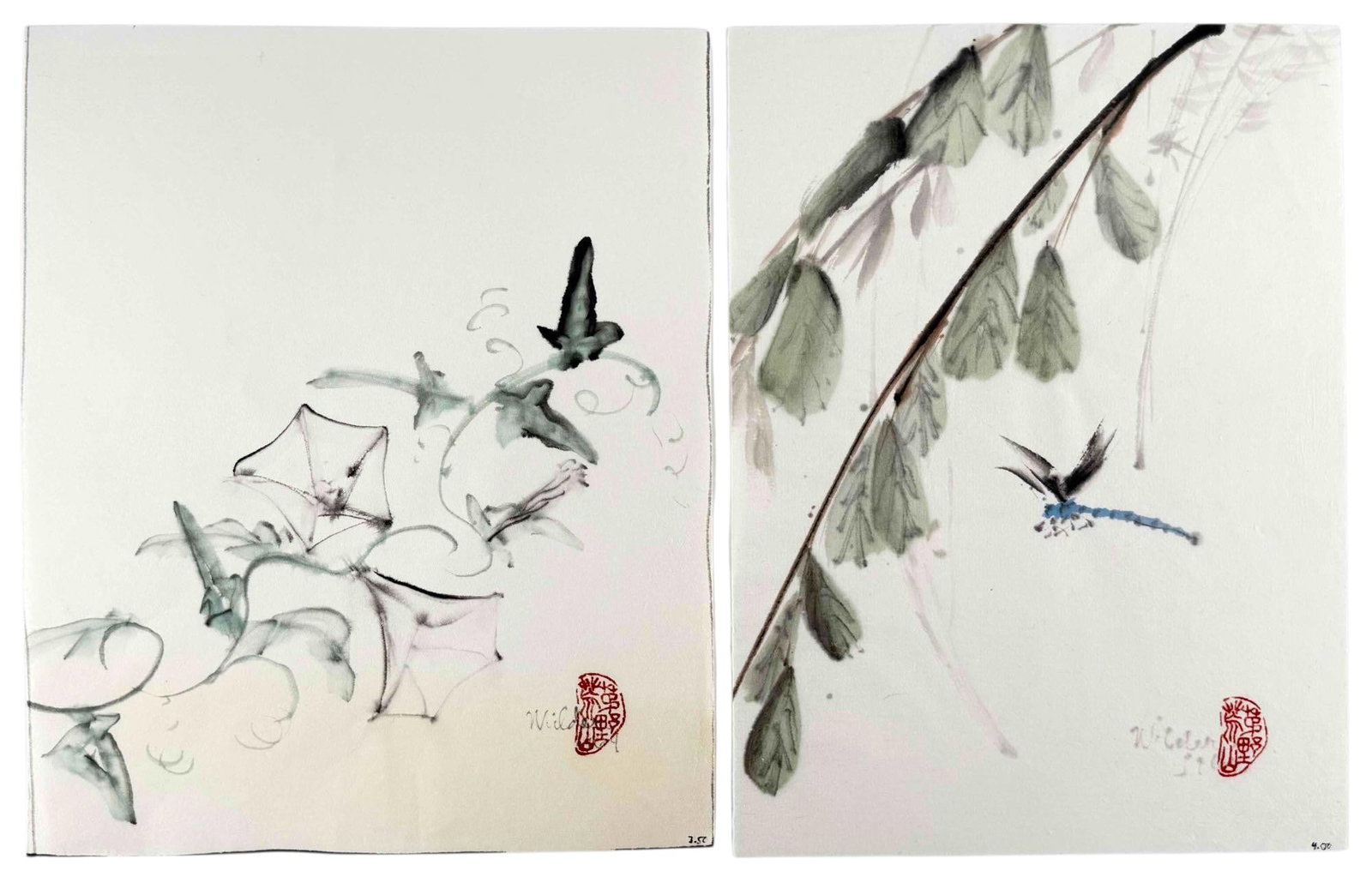 Wilder Mayo Bentley (California, 1928-2018) Two Sumi Ink And Watercolor Studies On Paper (1 of 13)