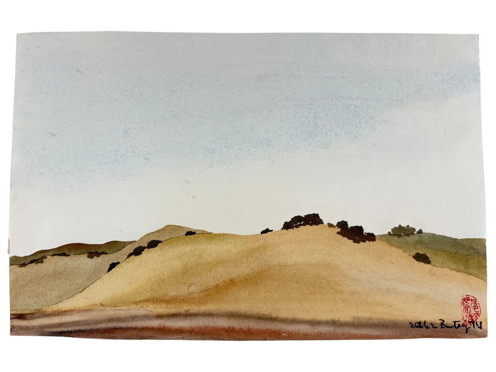 Wilder Mayo Bentley (American, 1928-2018) California Landscape, Watercolor On Paper: Wilder Mayo Bentley (American, 1928-2018) California Landscape, Watercolor On Paper. Signed and dated 1970, with artist's chop mark, lower left. Wilder Mayo Bentley, also known as Wilder Bentley the Y
