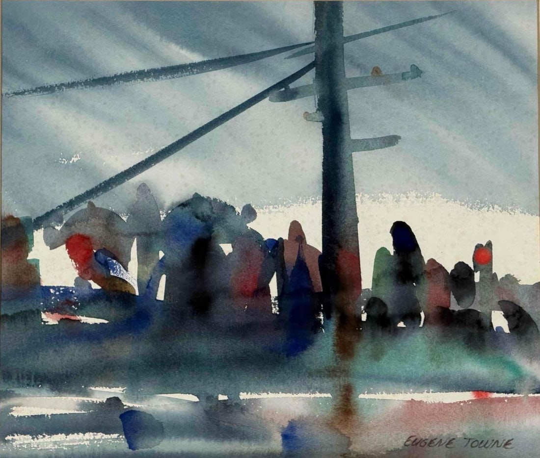 Eugene Kinsey Towne (California, 1907-1985), Stop Light, Watercolor On Paper (1 of 11)