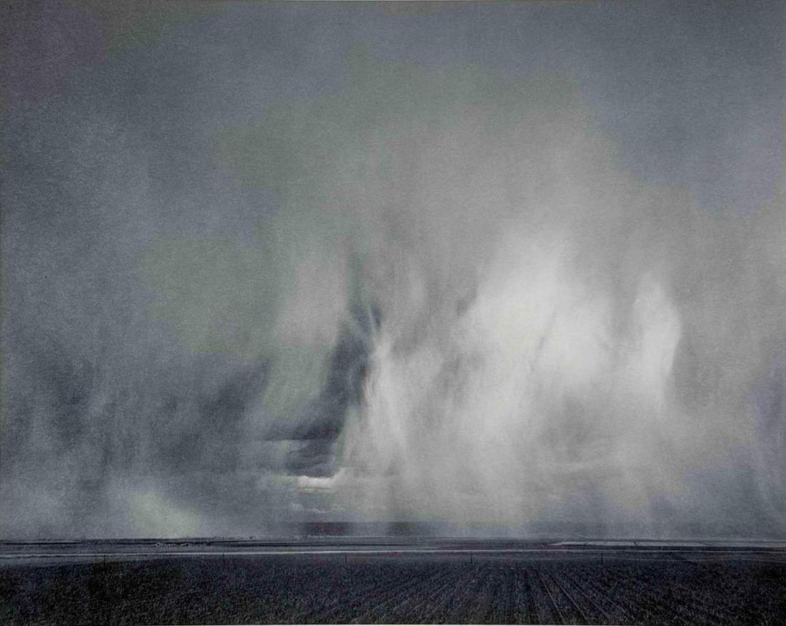 Mark Citret (American, b. 1949), Raincloud, San Joaquin Valley, Toned Gelatin Silver Print: Mark Citret (American, b. 1949), Raincloud, San Joaquin Valley, Toned Gelatin Silver Print on Vellum. Signed, titled, dated 1987, and editioned '6/45' in pencil in the margin. Accompanied by copies of