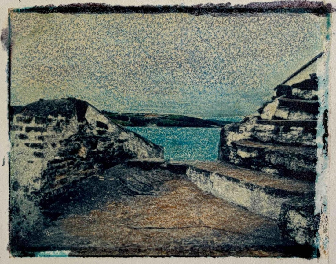 Gypsy Ray (1949-2020), Lighthouse Steps, Ireland, Hand Colored Photographic Print: Gypsy Ray (1949-2020), Lighthouse Steps, Ireland, Hand Colored Photographic Print. Pencil signed and titled in margin and on mat. Artist's stamp verso. Gypsy Ray was an American-born photographer and 
