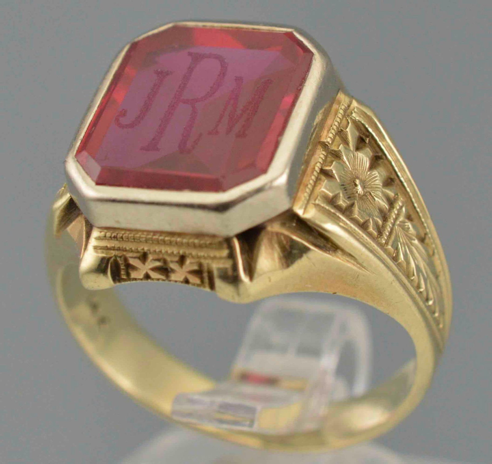 14K Ruby Signet Ring: 14K Ruby Signet Ring, 8.4g. Marked "14K." Ruby approximately 11.2 x 9.4mm. Approximate ring size 8. Provenance: From the private collection of Joel Rothschild. ALL CREDIT CARDS WILL BE MANUALLY VERIFI