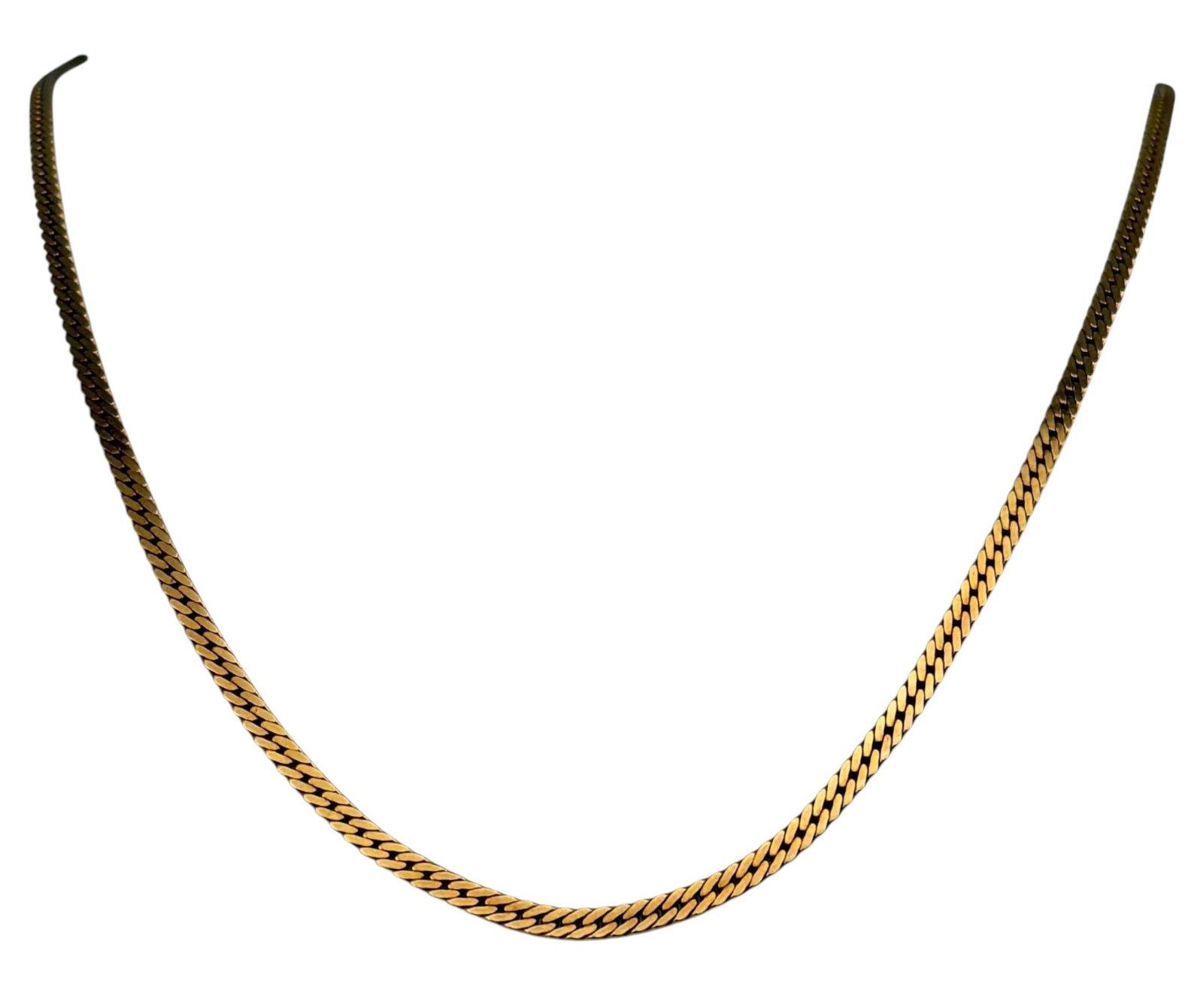 14K Gold Curb Link Chain Necklace: 14K Gold Curb Link Chain Necklace, 26.4g. Rectangular slide clasp marked "585 Italy." Length approximately 32.0in. Width approximately 3.0mm. Provenance: From the private collection of Joel