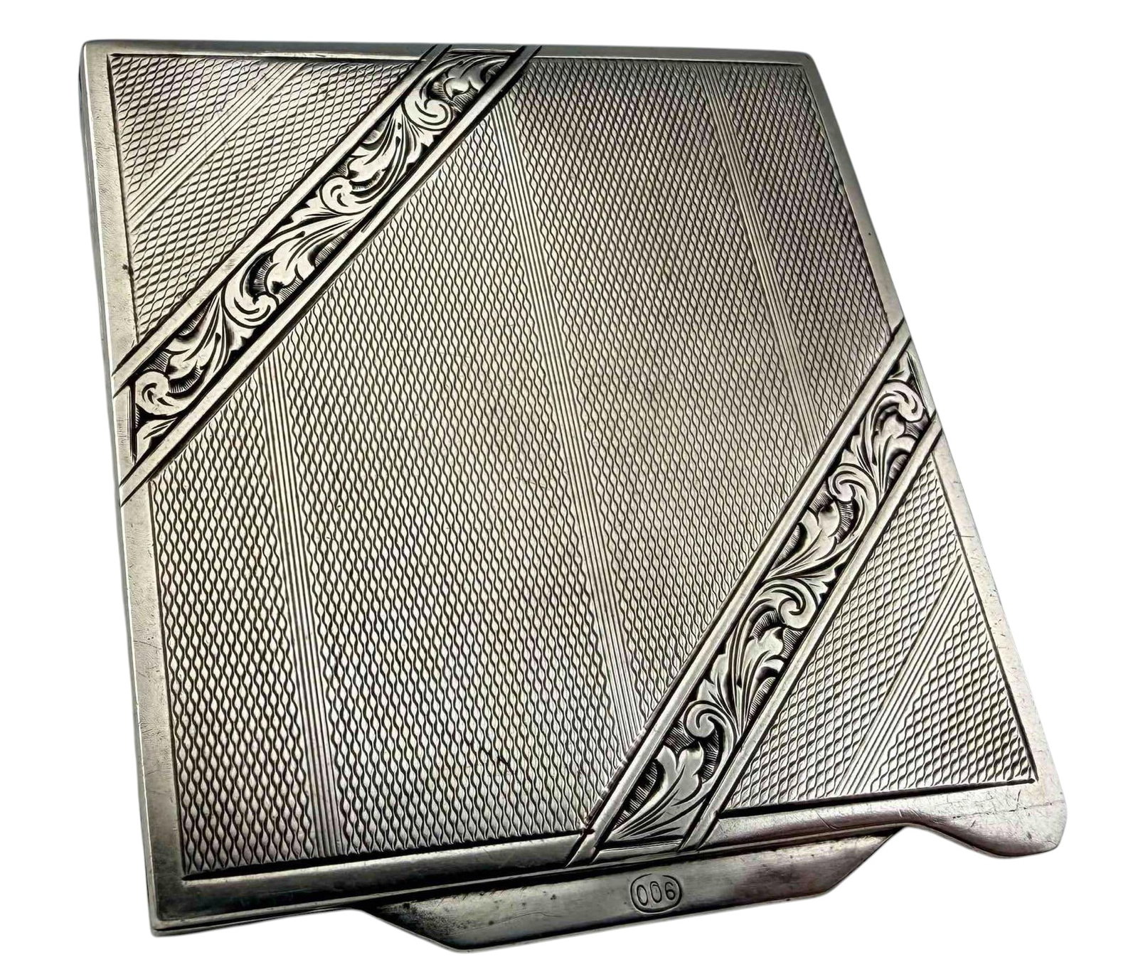 Engraved Art Deco 900 Silver Compact (1 of 10)
