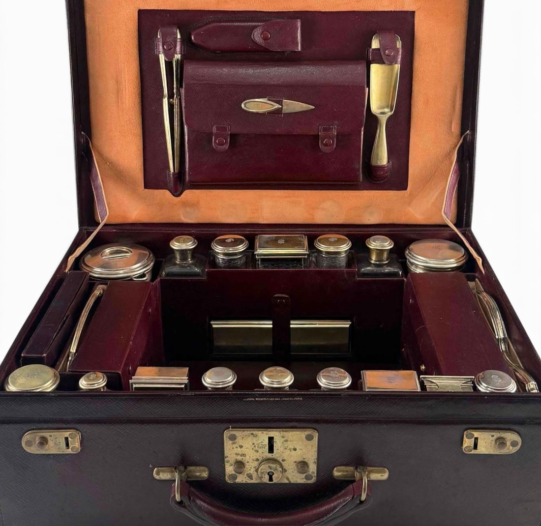 Gustave Keller French Silver & Baccarat Travel Vanity Set With RMS Lusitania Ephemera (1 of 20)