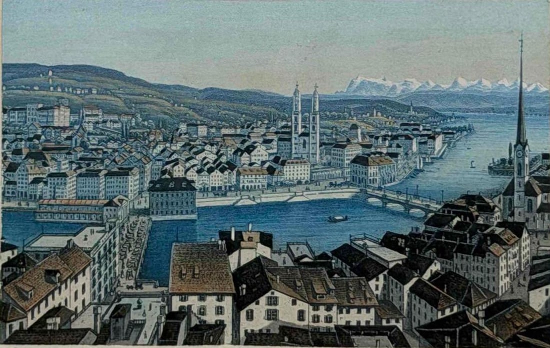 After Heinrich Siegfried (Swiss, 1814-1889), Zurich, Colored Etching (1 of 7)