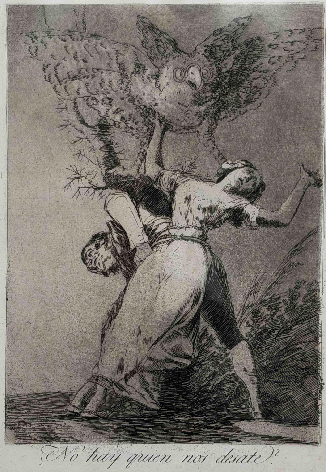 Francisco Goya (Spanish, 1746-1828), No Hay Quien Nos Desate, Los Caprichos, Plate 75, Aquatint: Francisco Goya (Spanish, 1746-1828), No hay quien nos desate / Is There No One to Untie Us, plate 75 from Los Caprichos. Etching and aquatint on paper, with Spanish title printed below the image. Ferd