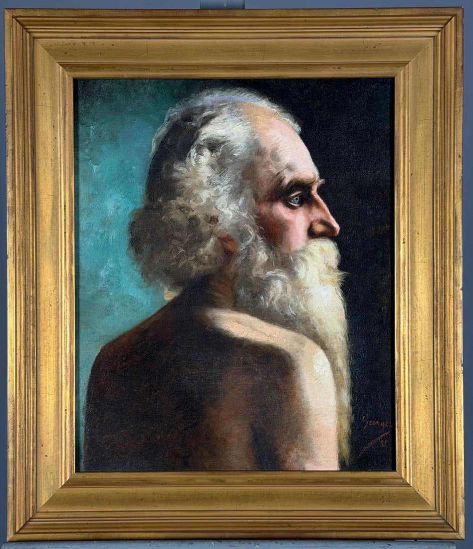 Portrait Of A Bearded Man, Continental School, 1885, Oil On Canvas: Portrait Of A Bearded Man, Continental School, 19th Century, Oil On Canvas. Signed Georges and dated "85," lower right. Frame approximately 23.0H x 19.87W x 1.37D in. Sight approximately 17.5H x 14.25