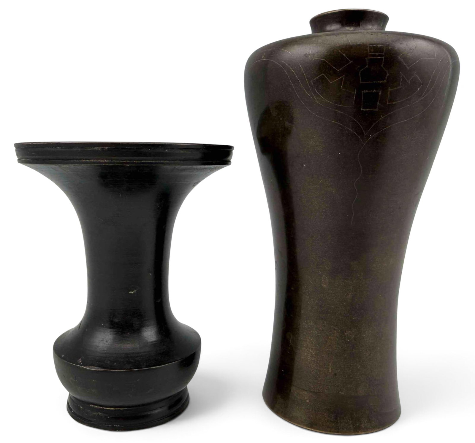 Two Small East Asian Patinated Bronze Vases (1 of 8)