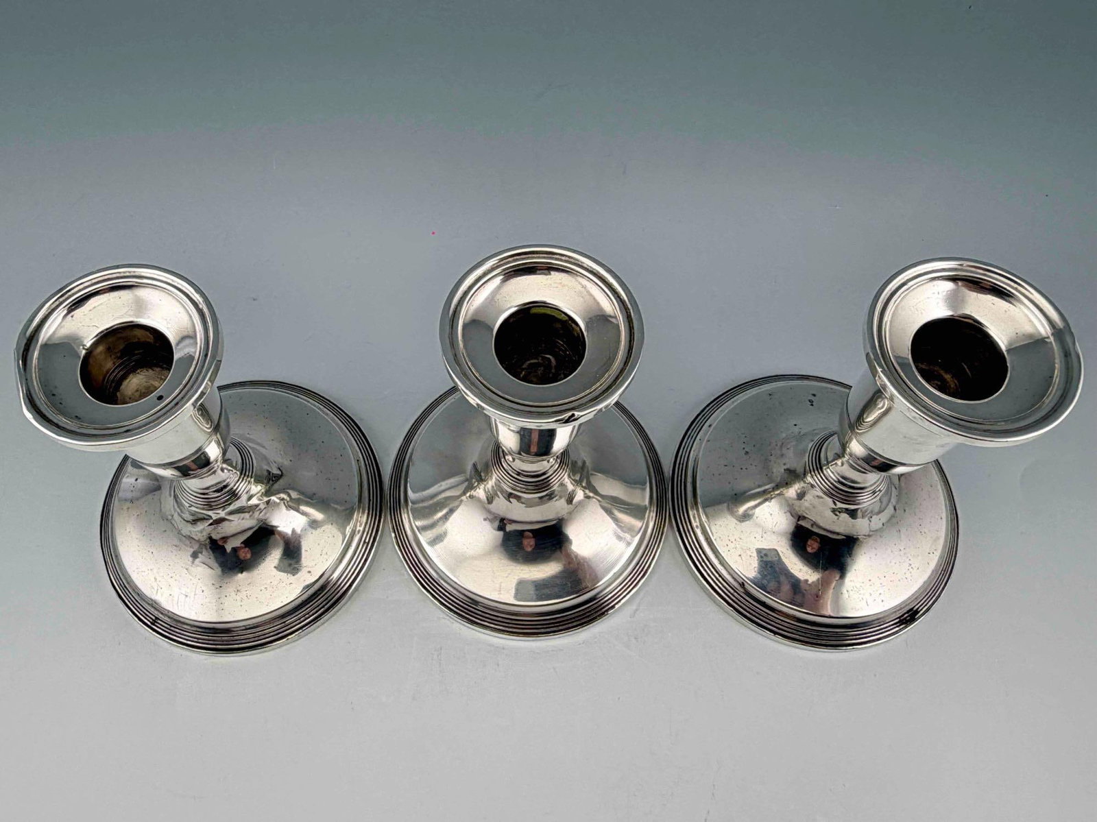 Three Sterling Silver Candlesticks - 6