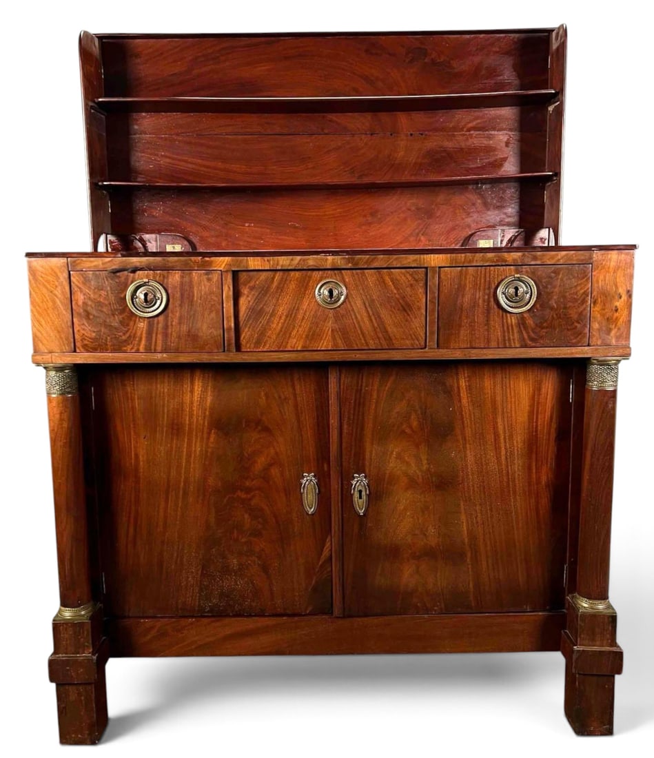 Empire Mahogany Butler's Secretary With Folding Bookcase And Serving Slides (1 of 20)