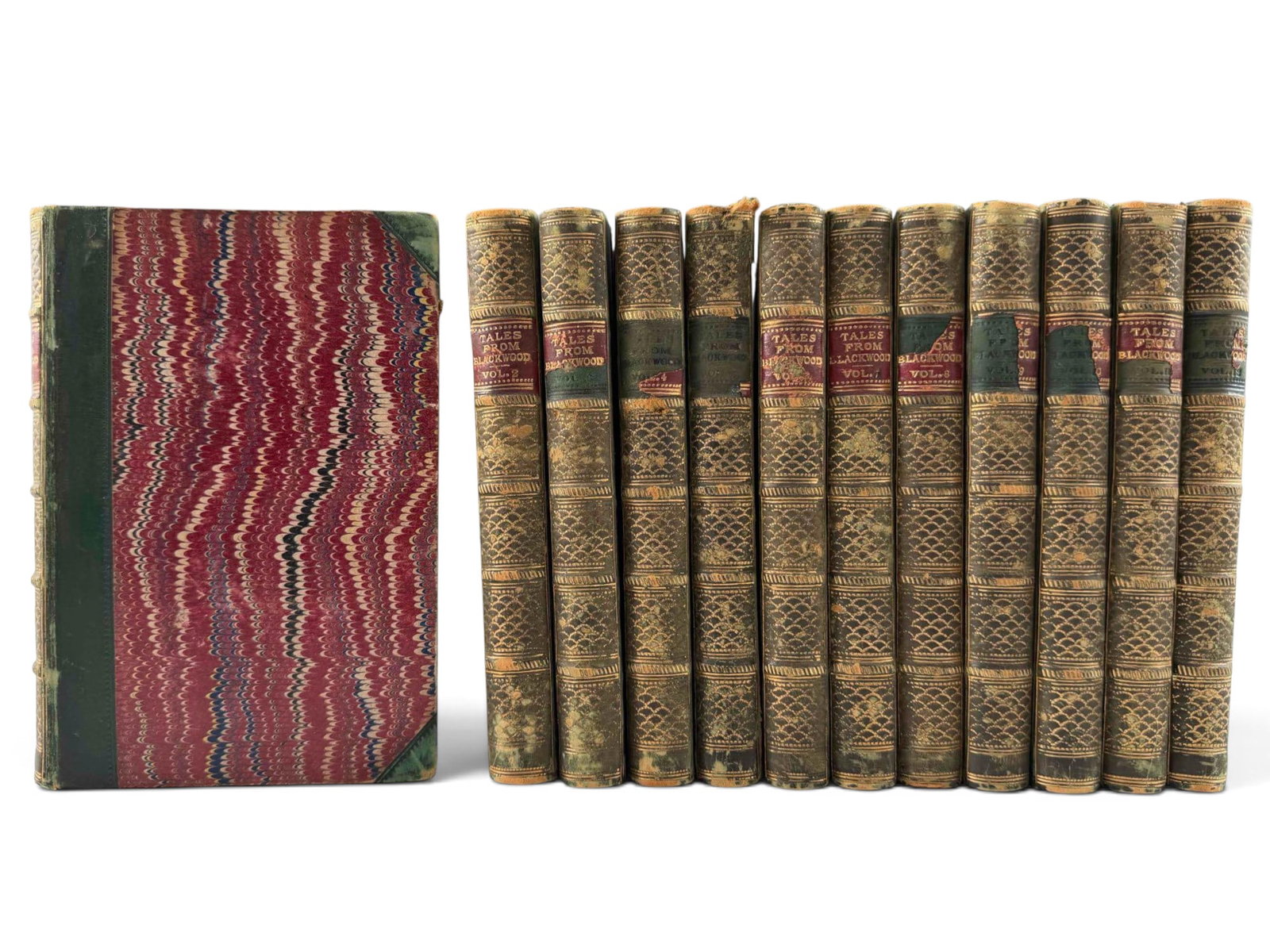 Tales From Blackwood, William Blackwood & Sons, Edinburgh & London, 12 Volume Set: Tales From Blackwood, William Blackwood & Sons, Edinburgh & London, 12 Volume Set. Late 19th century, half leather with marbled boards. Each volume approximately 6.25H x 4.25W x 0.62D in.