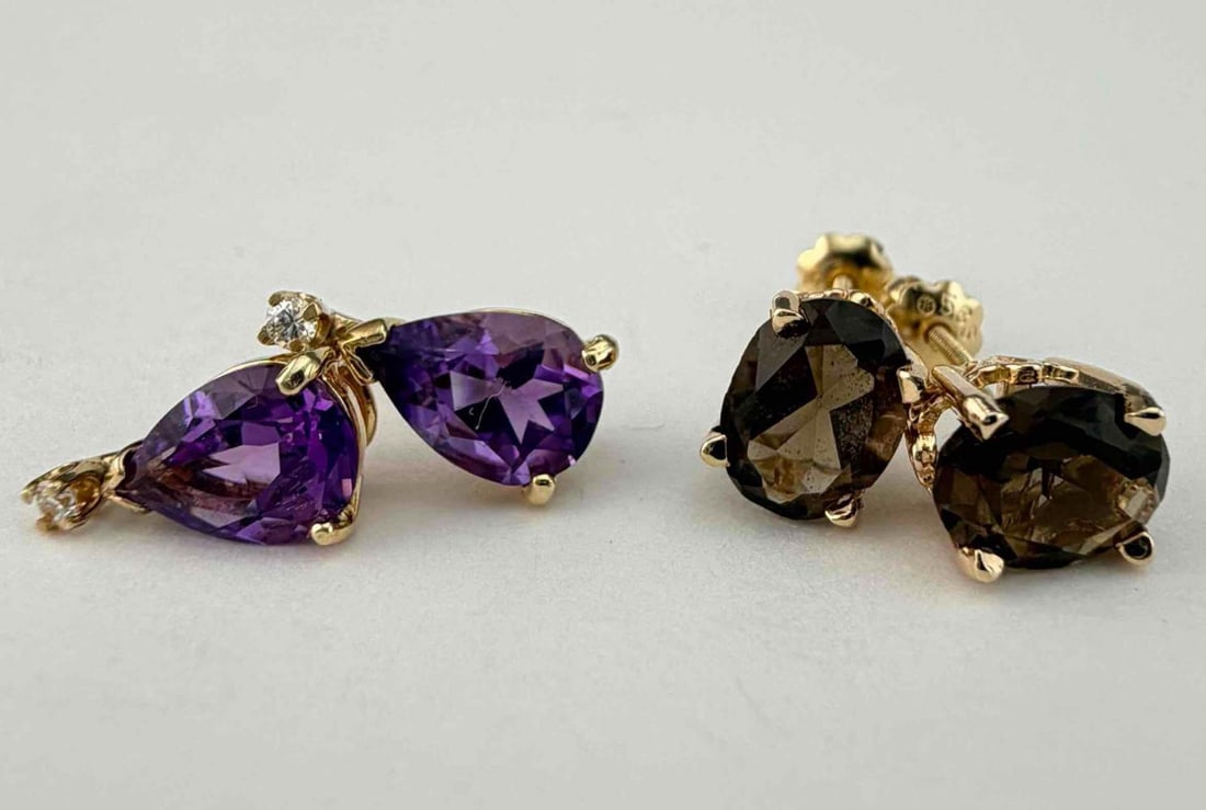 14K Gem Set Earrings - 3