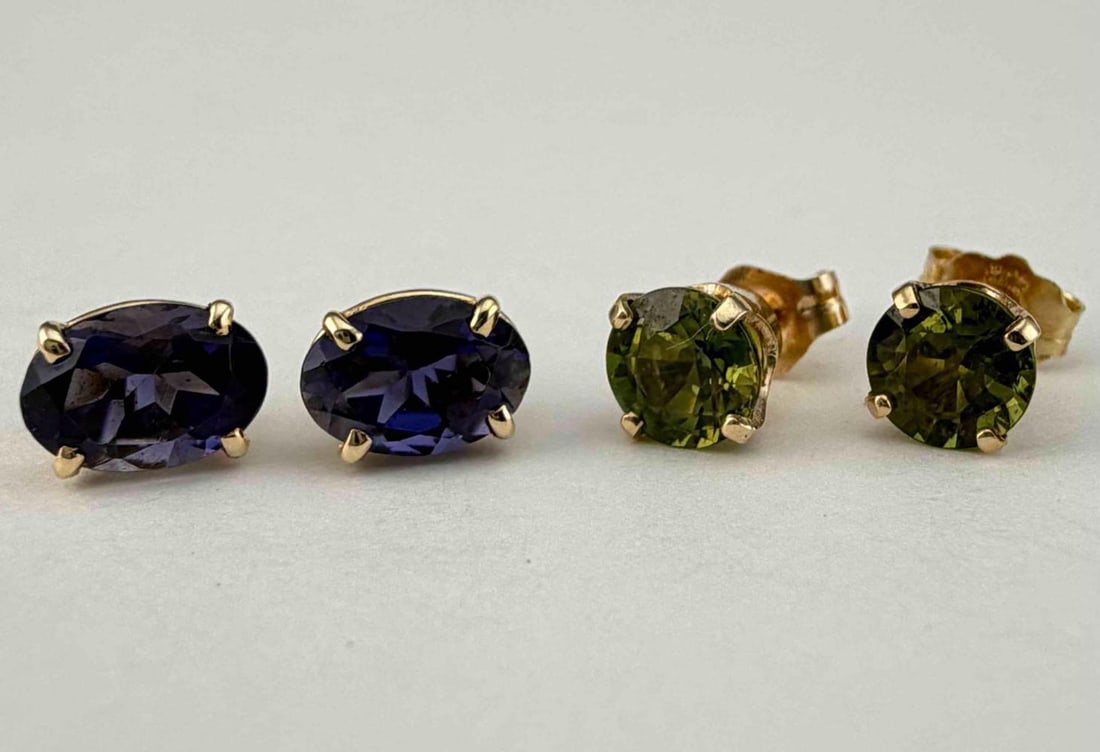 14K Gem Set Earrings - 4