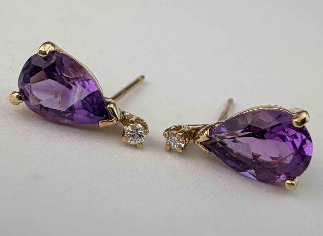 14K Gem Set Earrings - 6