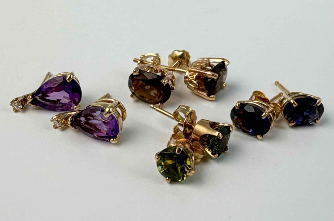 14K Gem Set Earrings - 9