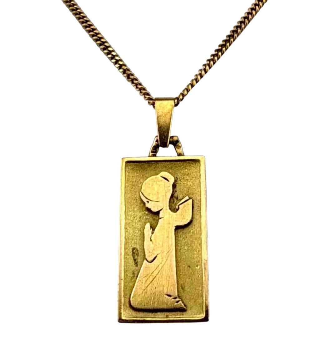 18k Angel Pendant & Chain: 18k Angel Pendant & Chain, 7.7g. Chain length approximately 19.5in.