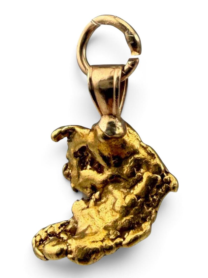 22k Gold Nugget Charm on 14k Bail: 22k Gold Nugget Charm on 14k Bail, 4.0g. Nugget Approximately 14.4L x 12.1W mm. ALL CREDIT CARDS WILL BE MANUALLY VERIFIED PRIOR TO SHIPMENT.