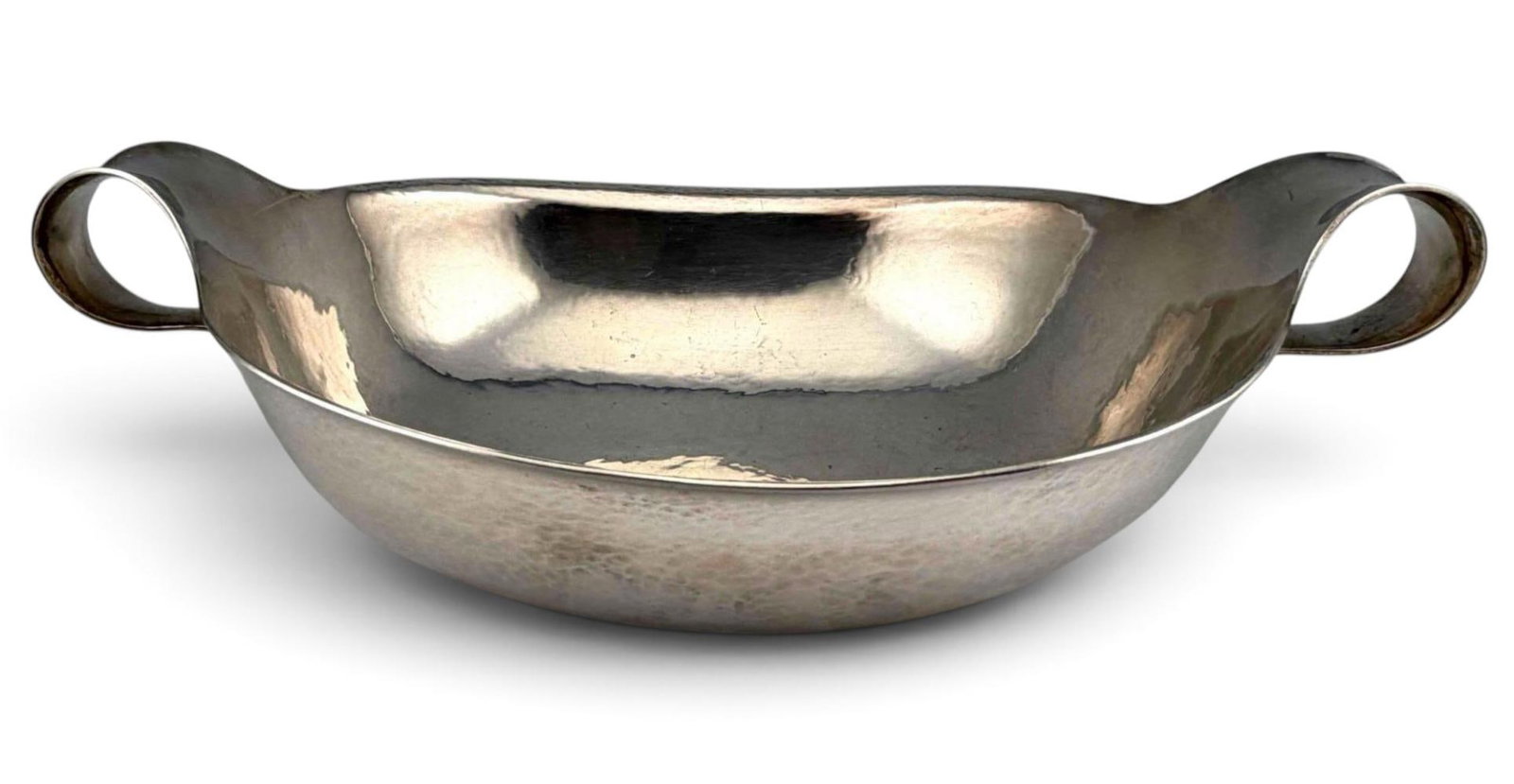 Cohr Danish Sterling Silver Serving Bowl: Cohr Danish Sterling Silver Serving Bowl, 550.8g. Marked "Cohr Sterling Denmark." Approximately 3.25H x 11.5W x 7.5D in. ALL CREDIT CARDS WILL BE MANUALLY VERIFIED PRIOR TO SHIPMENT.