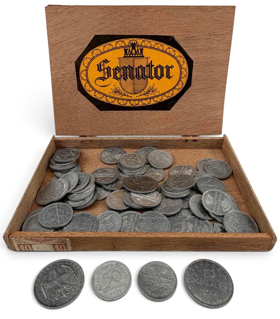 WWII German Weimar Aluminum Coins.: WWII German Weimar Aluminum Coins. 1920-1923. 50 Pfennig, 200 Pfenning, 3 mark coins, 69 in total.