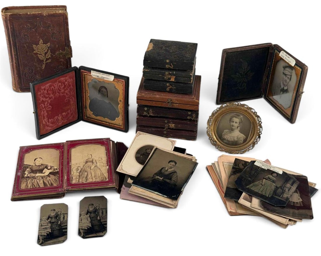 Large Grouping of Antique Daguerreotypes, Tintypes, & Antique Photo Albums (1 of 20)