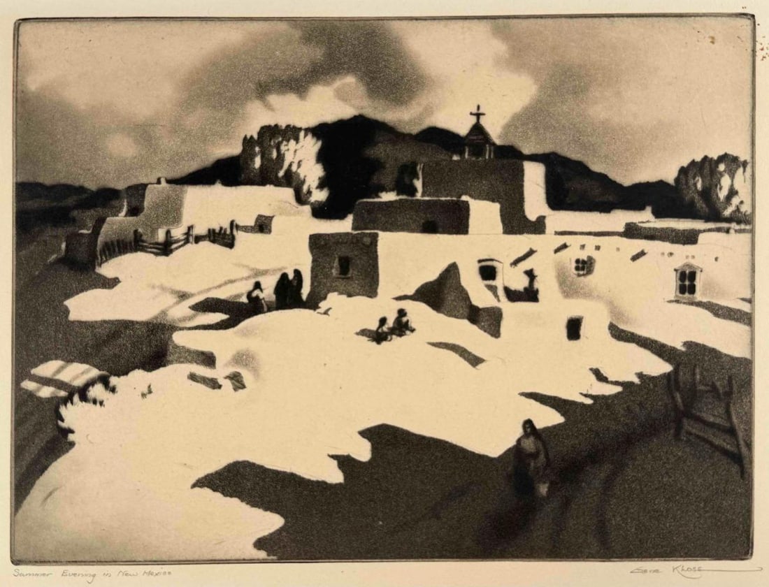 Gene Kloss (1903 - 1996) Summer Evening In New Mexico 1941, Pencil Signed Aquatint, Drypoint (1 of 9)