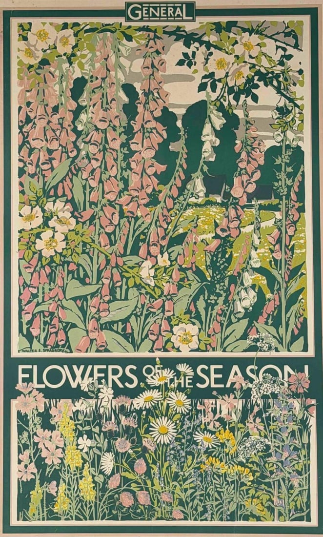 Walter E. Spradbery (1889-1969) "Flowers of the Season" 1933 London Underground Poster (1 of 12)