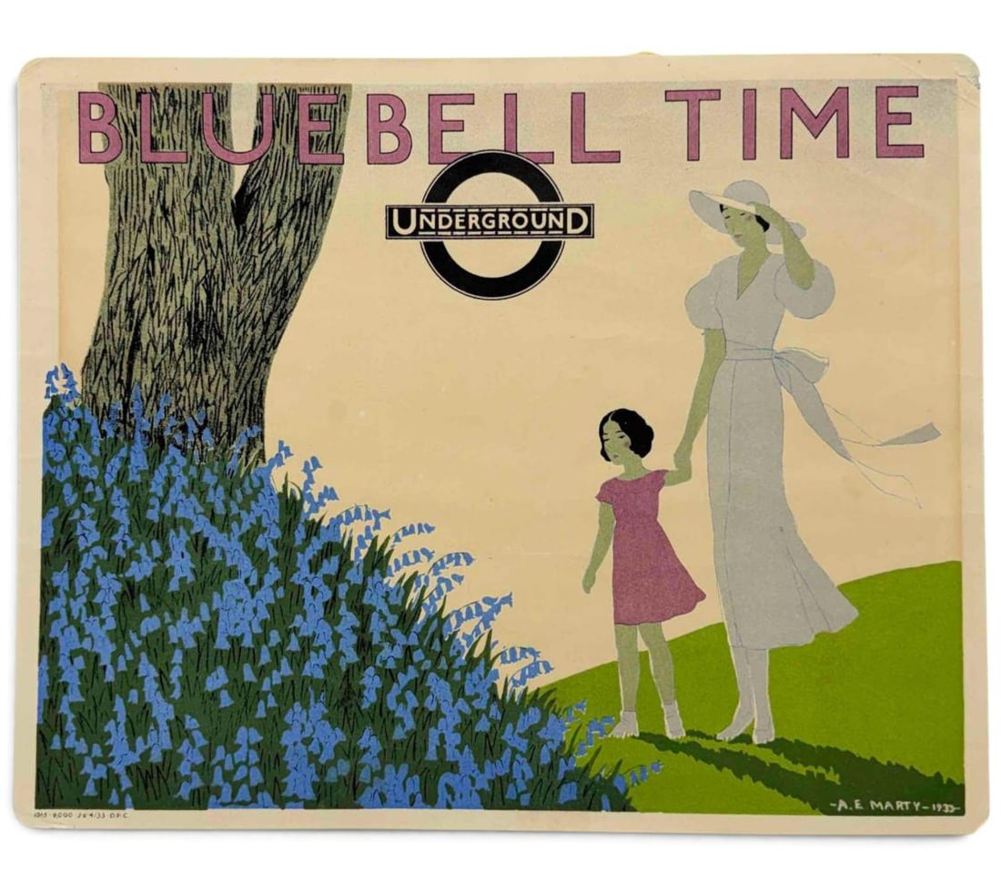 Andre Eduard Marty (French, 1882-1974), Art Deco London Underground Poster, "Bluebell Time" (1 of 9)