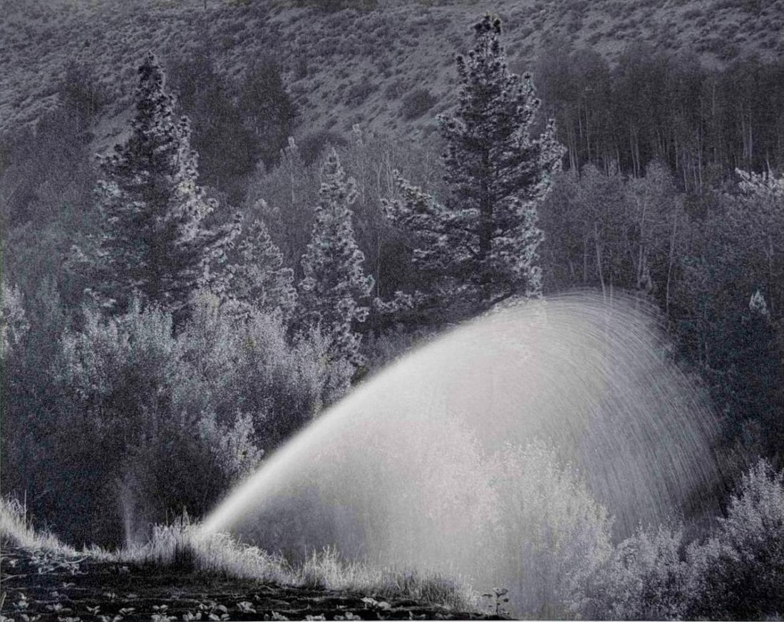 Mark Citret (American, b. 1949), Morning, Lee Vining, Toned Gelatin Silver Print On Vellum: Mark Citret (American, b. 1949), Morning, Lee Vining (Sprinkler) Toned Gelatin Silver Print on Vellum. Signed, titled, dated 1991, and editioned '7/45' in pencil in the margin. Mark Citret is a Califo