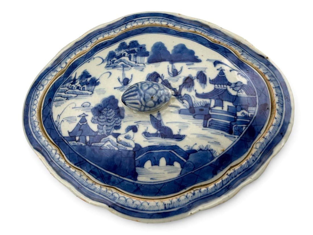Chinese Blue Canton Porcelain Covered Dish (1 of 18)