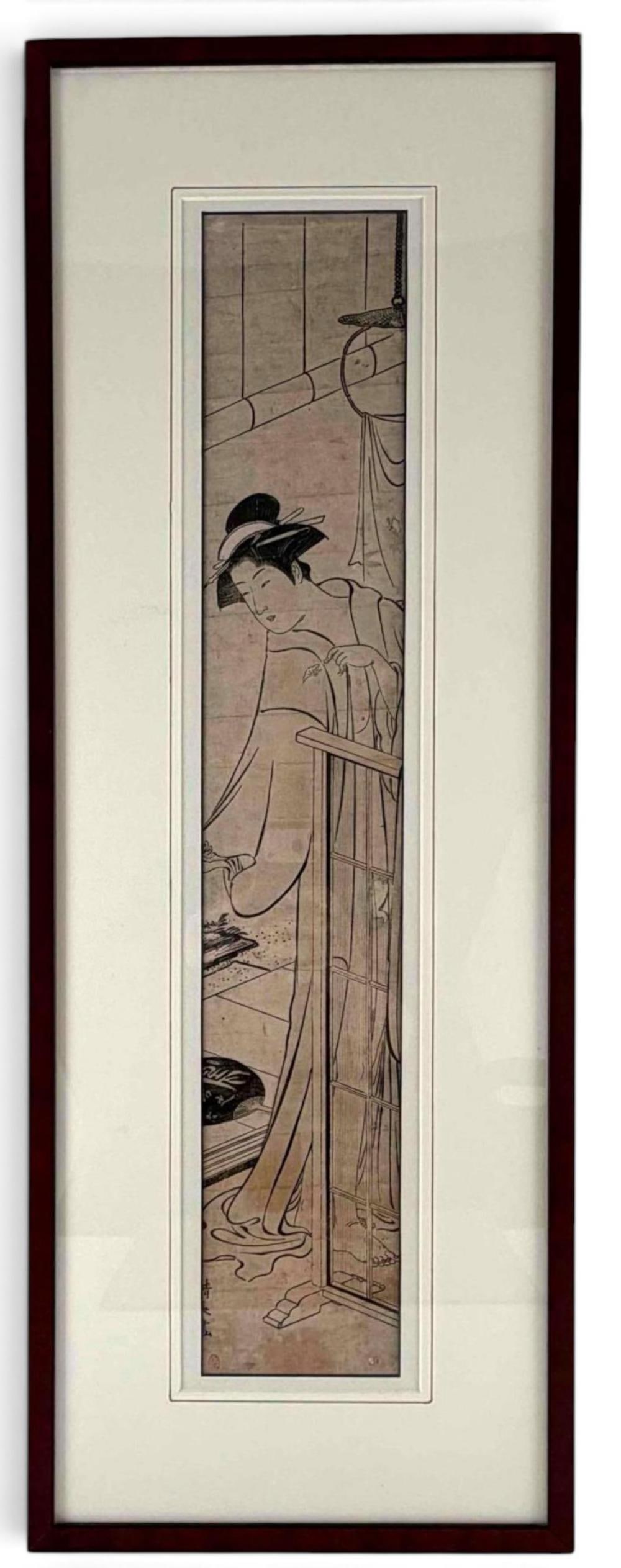 Torii Kiyonaga, Bijin in Her Bedchamber, Japanese Hashira-e Pillar Woodblock Print, c. 1780 (1 of 9)