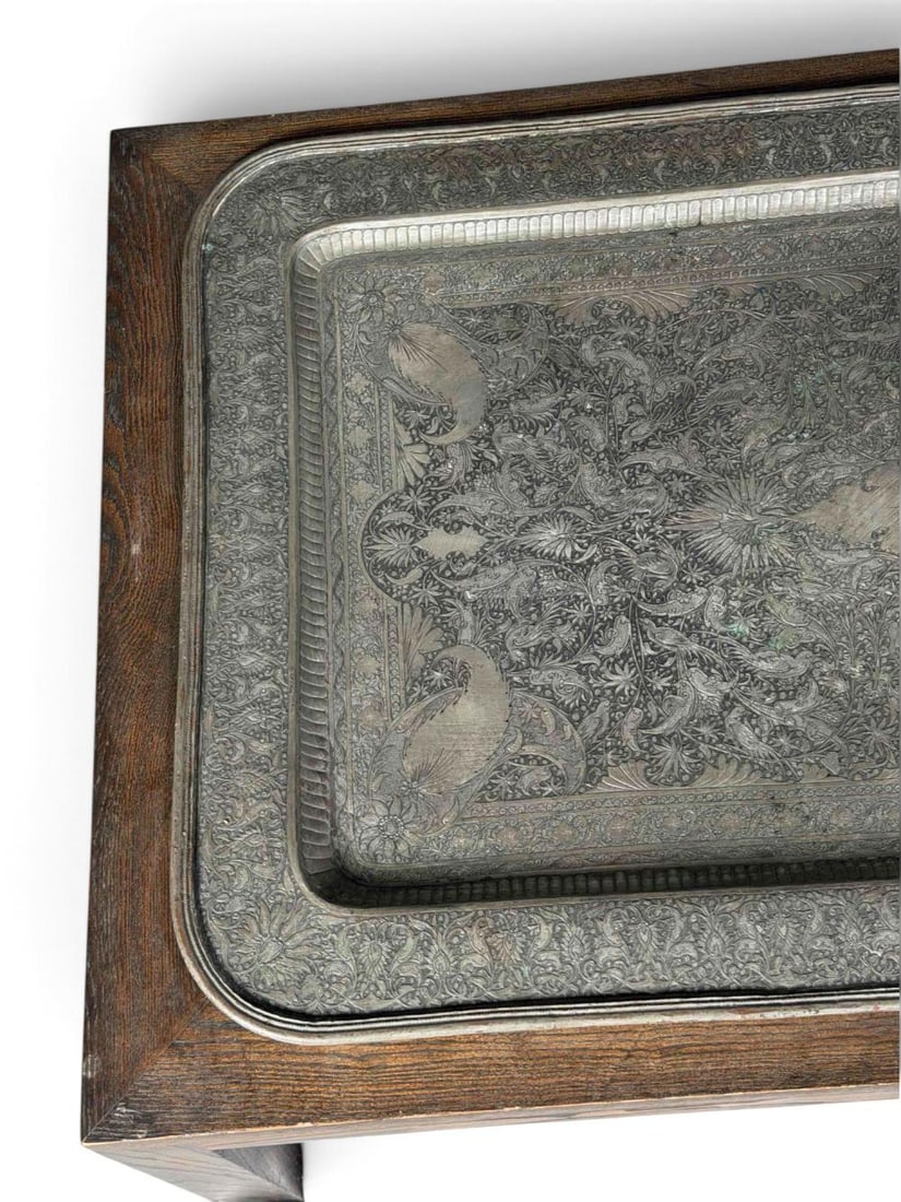 Large Persian Engraved Tray Top Table - 4