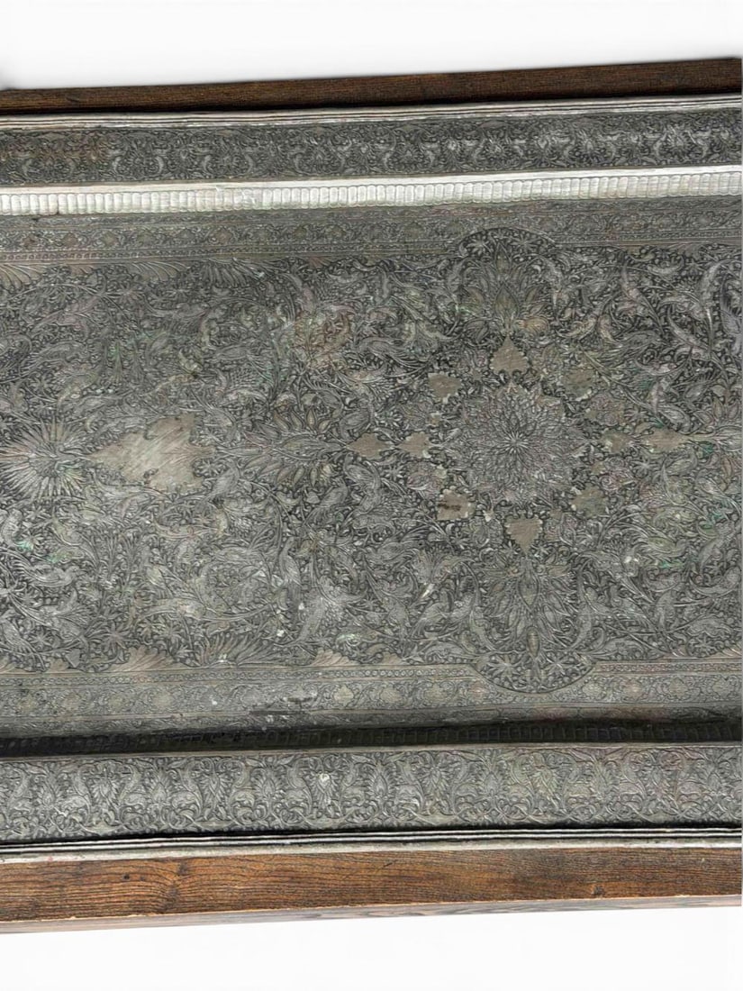 Large Persian Engraved Tray Top Table - 5