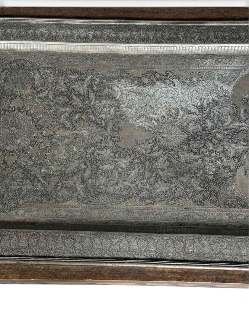 Large Persian Engraved Tray Top Table - 6