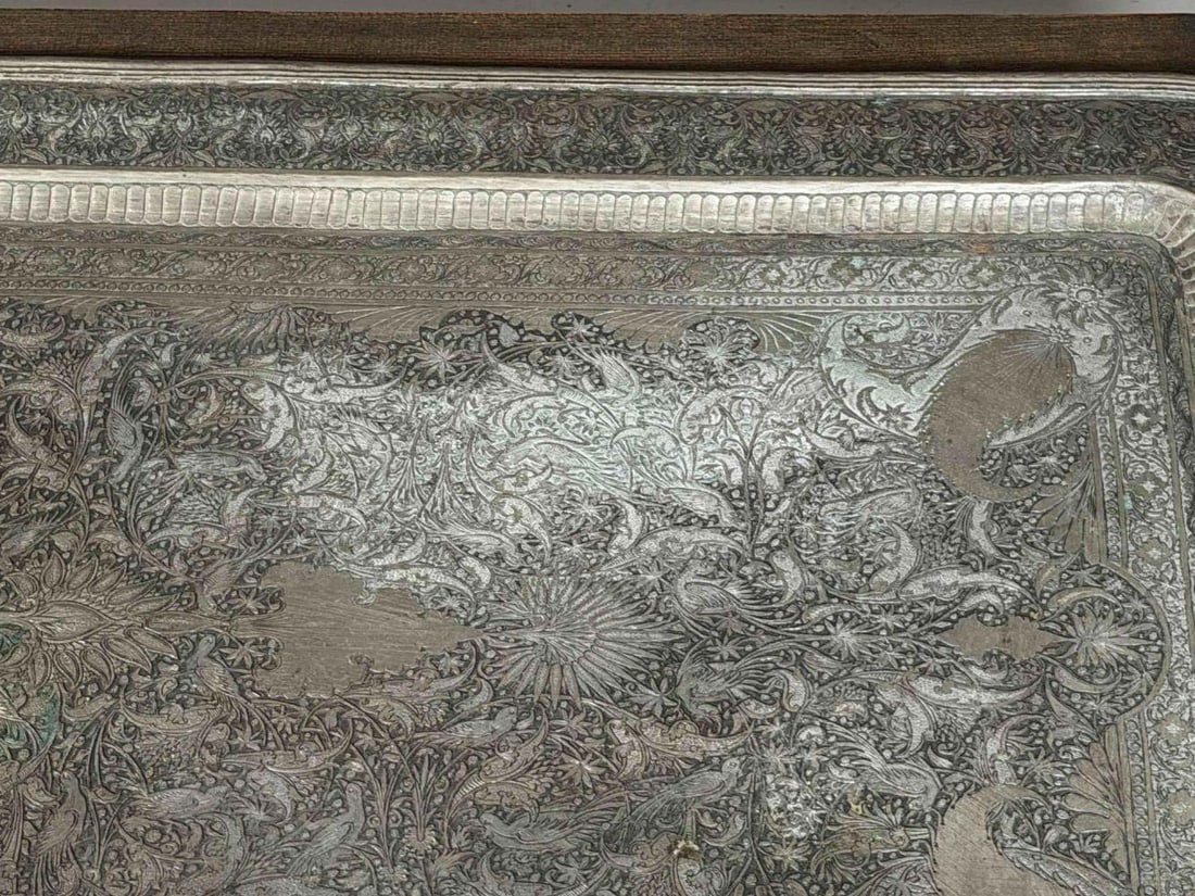Large Persian Engraved Tray Top Table - 8