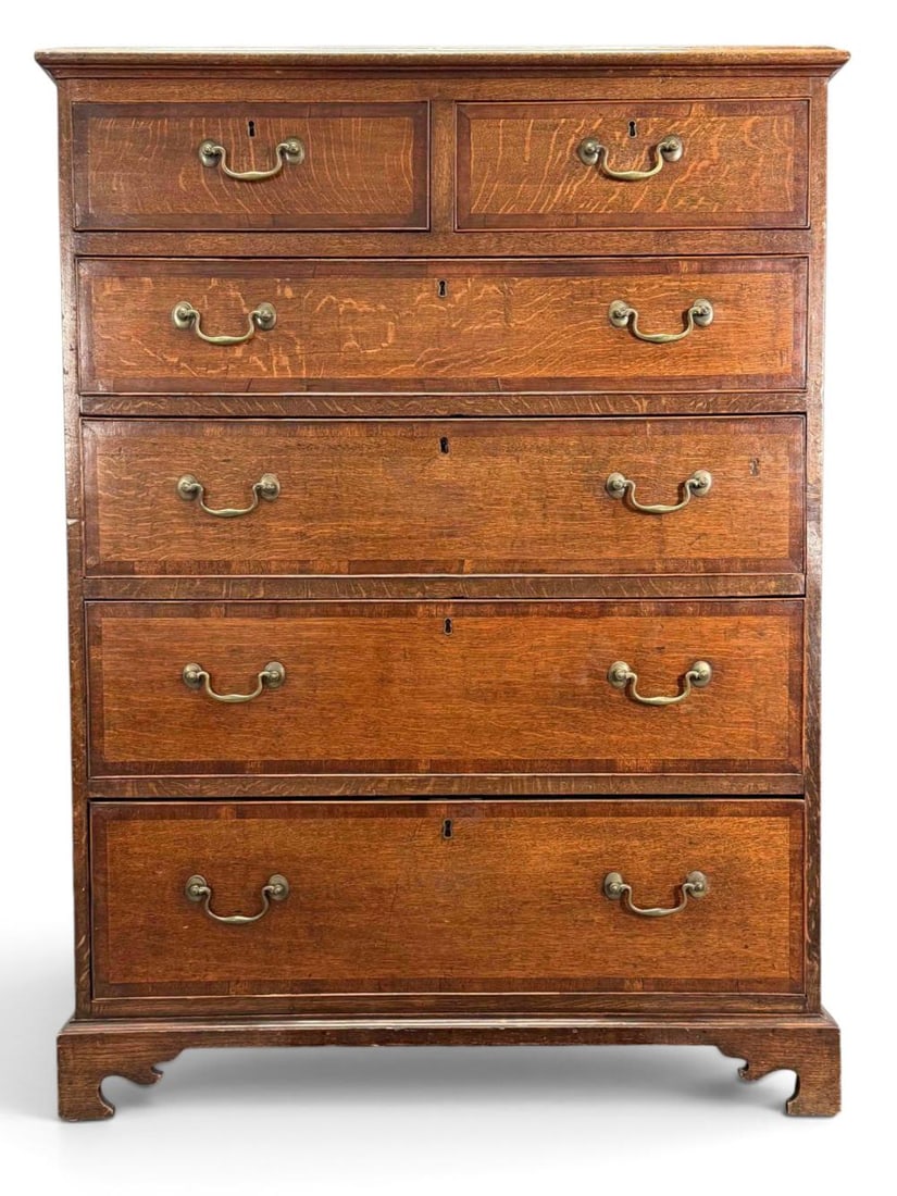 George III Banded Oak Chest Of Drawers (1 of 20)