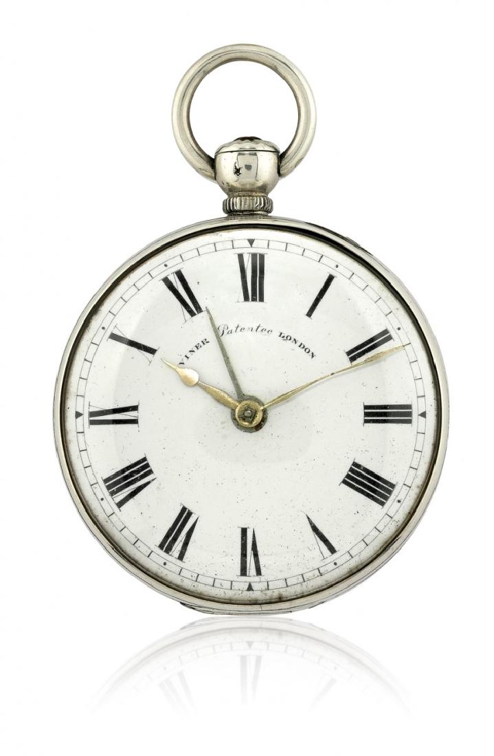 English key-winding alarm pocket watch, signed Viner, (1 of 1)