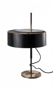 ANGELO OSTUNI E RENATO FORTI '243' TABLE LAMP FOR OLUCE: ANGELO OSTUNI E RENATO FORTI '243' table lamp for OLuce 1953 Brass, painted aluminum. Minor defects. Height 18.50 in. - TAGS: DESIGN