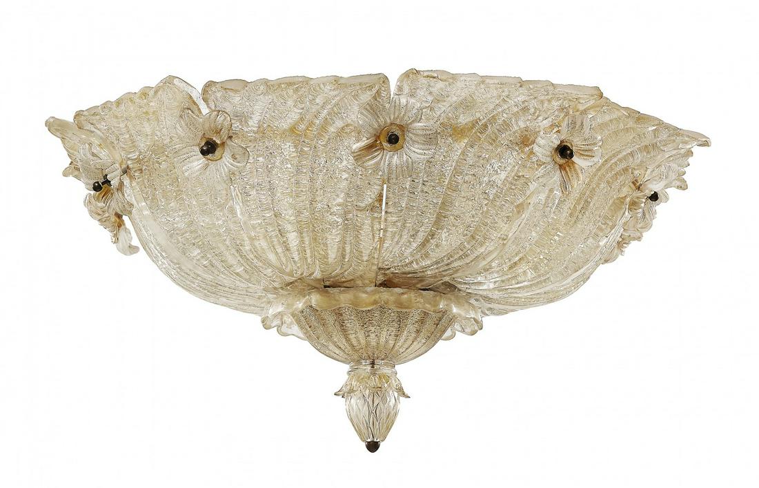 BAROVIER & TOSO Two ceiling lamps: Two ceiling lamps 1970s Blown and dewy glass with gold leaf.Â DiameterÂ 25.59 in. - TAGS: Design