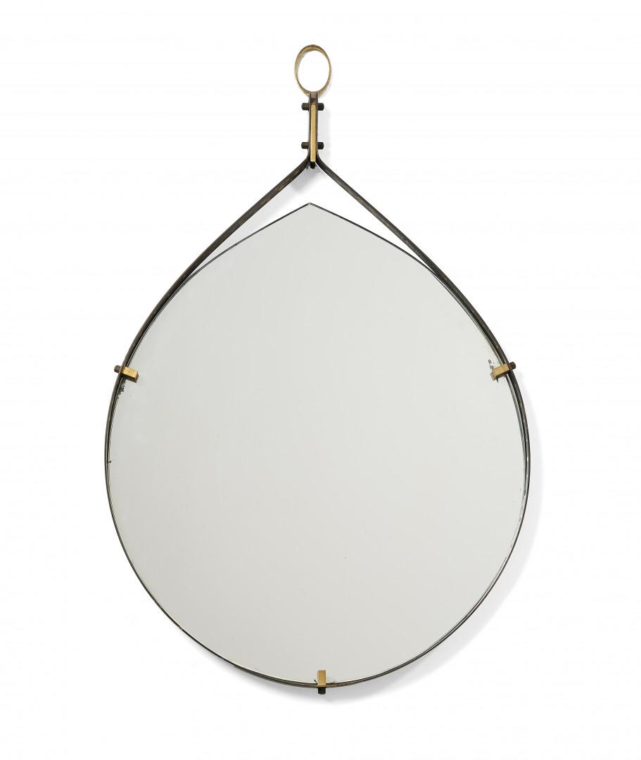Mirror: Mirror Italy, 1960s Steel, brass, mirrored glass. 26.77 x 16.93 in. TAGS: Design Glass