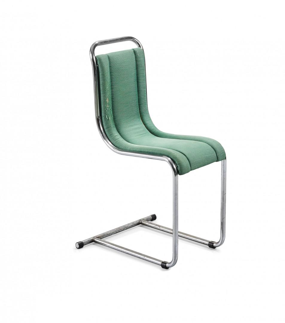 ICO PARISI 1916-1996 Sedia per Fratelli Longhi 1969: Metallo cromato, tessuto. Lievi difetti. 81 x 28 x 56 cm Chromed metal, fabric. Minor defects. 31.89 x 11.02 x 22.05 in. TAGS: - Chairs