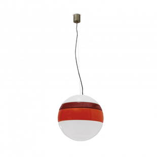 LUCIANO VISTOSI 1931 Lampada a sospensione per Vistosi: Lampada a sospensione per Vistosi Anni '60 Vetro soffiato, metallo. 100 x 32 x 32 cm - Pendant lamp for Vistosi 1960s Blown glass, metal. 39.37 x 12.60 x 12.60 in. - TAGS - Design Lampade - Lamps